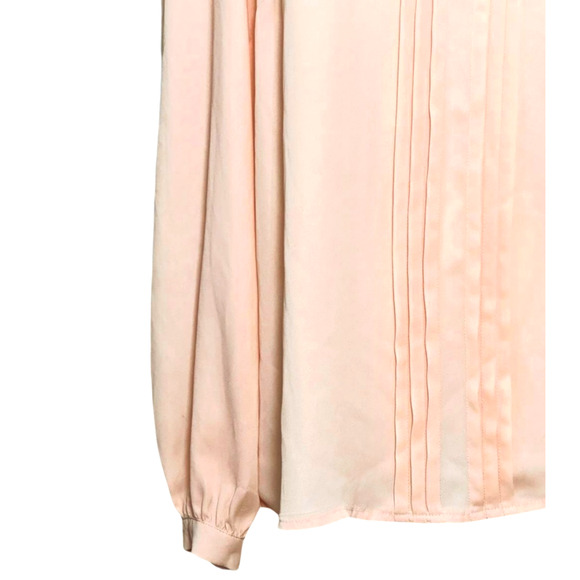 Forever 21 Peach Pleated Front Button Back Peter Pan Collar Blouse Medium - Picture 3 of 7